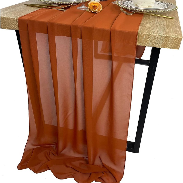 2pcs/pack Orange Chiffon Chair Sashes For Wedding And Party Decoration - Burnt Orange - View 3