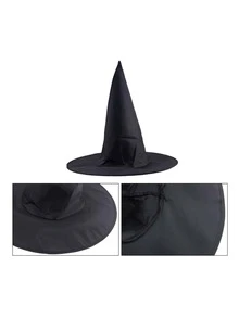 1入組黑色女巫帽帽適合男人及女人適合萬聖節假面舞會 - 黑色 - 查看 3