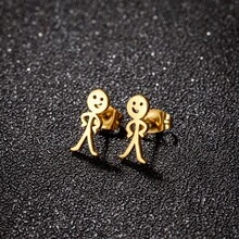 1 Pair Funny Middle Finger Stud Earrings Stainless Steel Simple Finger Earrings For Women 2023 New Jewelry Gift - Gold - View 1