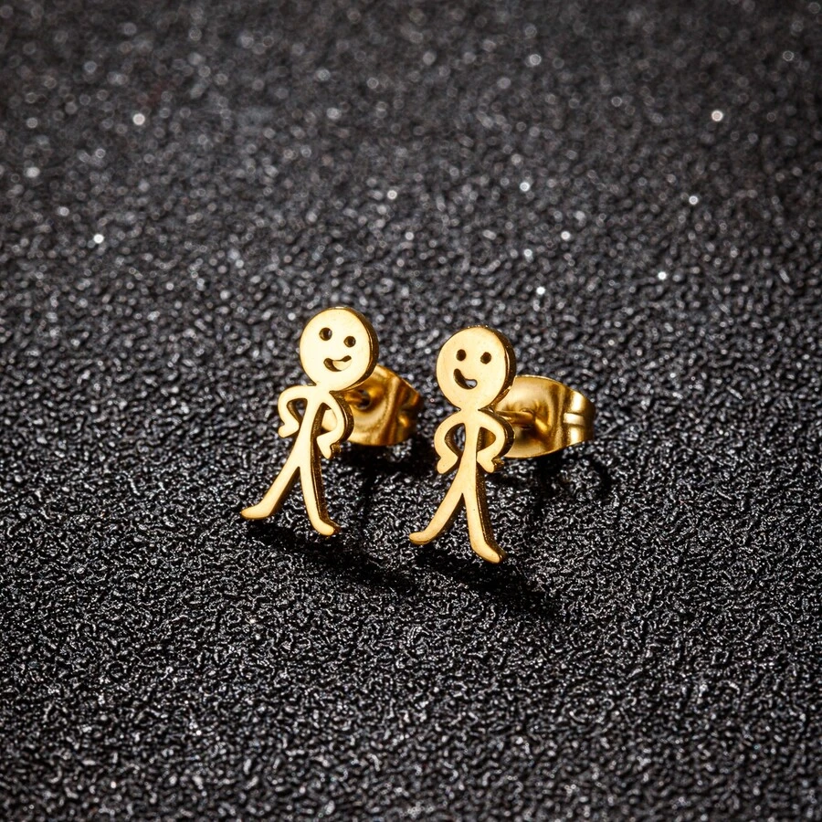 1 Pair Funny Middle Finger Stud Earrings Stainless Steel Simple Finger Earrings For Women 2023 New Jewelry Gift - Gold - View 1