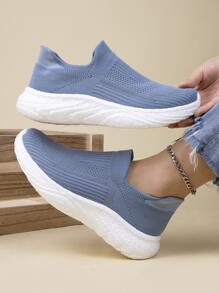 Pour Femme Multicolore Maille Respirante Décontracté Chaussures De Course Dans Lampe Gris , Automne Et Hiver