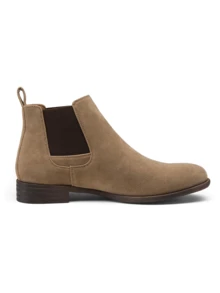 SHOESMALL Men Suede Chelsea Boots Lightweight Casual Chukka Ankle Dress Boots For Men Valentine's Day Date Shoes - AMY8150-蘑菇 - 查看 2