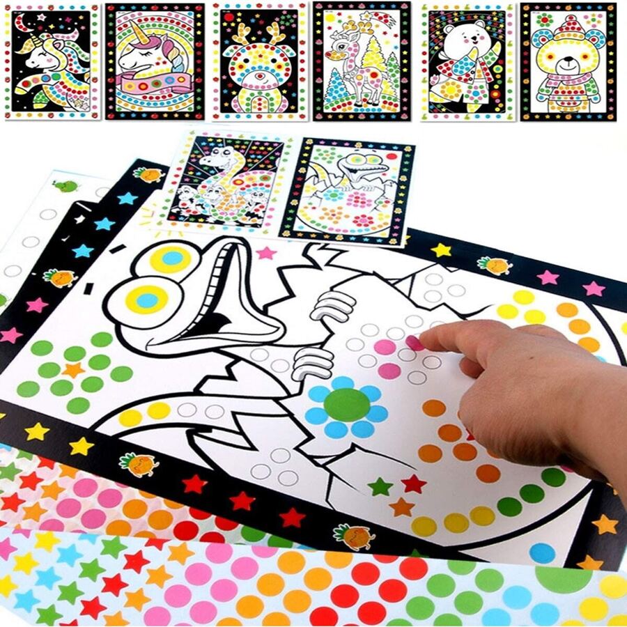 10pcs/Set Funny Mosaic Stickers, Cute Cartoon Animal Pattern Mosaic Stickers, Children's Early Education Patience Training Toy - Multicolor - View 1