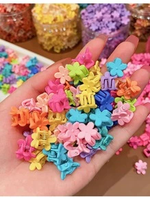 20个/包迷你彩色花朵形发夹街头蝴蝶结秋冬发夹发饰女士度假装女士 - 彩色 - 查看 3