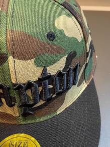 1pc Unisex Wide Brim Flat Top Camouflage Embroidered Casual Hip Hop Cap, Adjustable For Men/Women, Street Style For Spring, Summer, Autumn, Sun-Shading & UV Protection Outdoor Sports Hat