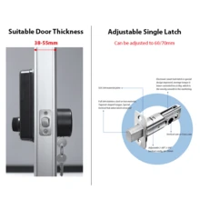 Tropernic 1pc Aluminum Alloy Smart Door Lock, Modern Black Lock For Home - Black - View 9