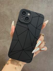 1 件抽象格子印花防震手机壳，带黑色眼球印花，全包裹边缘，兼容 11/12/13/14/6/6s/6plus/7/8/Se/7plus/8plus/X/Xs Max/Xr/11pro/12pro/13pro/14pro/12mini/13mini/11promax/12promax/13promax/14promax/14plus，男女通用，兼容 iPhone15/15Plus/15Pro/15Promax 防水防摔防刮 - 黑色 - 查看 1