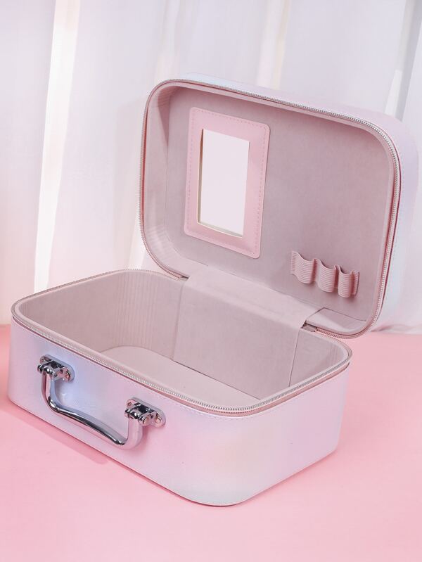 Travel Holographic Diagonal Striped Carryon Makeup Case Fashionable