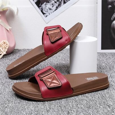 Hook Loop Strap Sandals For Women, Summer Slippers, Anti-Slip Indoor Outdoor Bathroom House Shoes