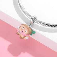 MAGIC CHARMS 1入組S925純銀卡通麵包吊墜吊墜適用於DIY手鍊/項鍊,精美首飾類禮品適合女士