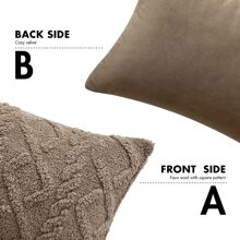 1pc Brown Decorative Faux Sheepskin Pillow Cover (Pillow Insert Not Included), Soft Short Plush Wool Square Pattern Cushion Cover, Modern Decor For Sofa, Home, Bedroom, Dorm