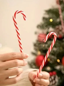 6pcs Christmas Plastic Candy Canes, Tree Decorations Ornaments - Red and White - View 2
