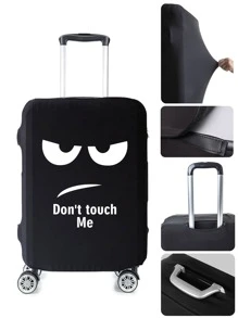 Printed Black Luggage Covers Protector Travel Suitcase Dust Covers For Travel Accessories Luggage Supplies Protective Cover Luggage Covers Suitcase Protective Cover For Holiday For Vacation  Travel Essentials Travel Accessories Bag For School School Accessories School Stuff - Black - View 3