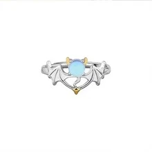 惡魔翅膀設計調節開口戒指,女士時尚bff和情侶戒指,是女友禮物的理想選擇