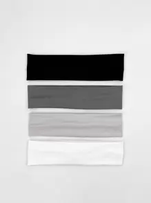 4入組女士時尚簡約的緞面柔軟頭帶，多種顏色可選，適合日常休閒穿著 - 彩色 - 查看 2