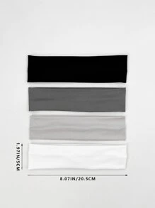 4入組女士時尚簡約的緞面柔軟頭帶，多種顏色可選，適合日常休閒穿著 - 彩色 - 查看 7