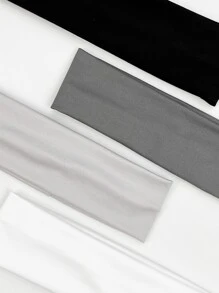 4入組女士時尚簡約的緞面柔軟頭帶，多種顏色可選，適合日常休閒穿著 - 彩色 - 查看 5