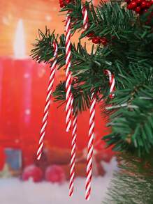 6pcs Christmas Plastic Candy Canes, Tree Decorations Ornaments - Red and White - View 7