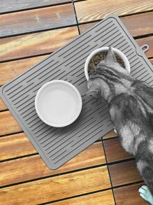 1個矽膠寵物餐墊狗貓食品墊 - 灰色 - 查看 7