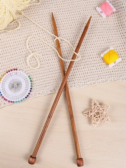 2개 탄화 단일 포인트 뜨개질 바늘(35cm) / 대나무 뜨개질 바늘(2.0-10.0mm, 8.0mm는 범용 크기임)