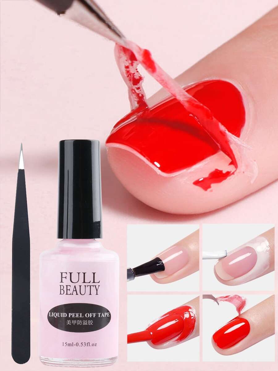 FULL BEAUTY 15Ml Bóc Cao Su Chất Lỏng Băng Bảo Vệ Sơn Móng Tay Dầu Bóng Chống Tràn Cao Su Nhanh Khô Dụng Cụ Chăm Sóc Da Bằng Nhíp - Nhiều màu - Xem 1