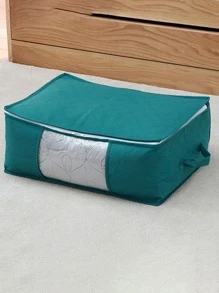 1入折疊式收納箱,透明窗戶和加強柄,衣服、毛衣、外套、毯子的櫥櫃組織者 - 藍色 - 查看 2