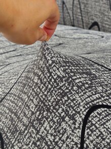 1 件带裙边设计的弹性沙发套 - 灰色 - 查看 5