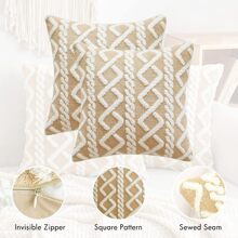 1pc Solid Tan Color Decorative Faux Fur Throw Pillow Cover (Insert Not Included), Soft Fluffy Sheep Wool Square Pattern Cushion Cover, Modern Decor For Sofa, Home, Bedroom, Dorm - camel white - View 5