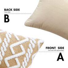 1pc Solid Tan Color Decorative Faux Fur Throw Pillow Cover (Insert Not Included), Soft Fluffy Sheep Wool Square Pattern Cushion Cover, Modern Decor For Sofa, Home, Bedroom, Dorm - camel white - View 6