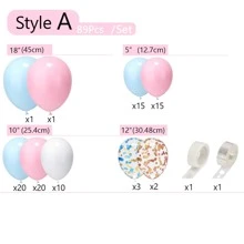10/89pcs Pink & Blue Balloon Garland Kit, Including Pink, White, Blue Confetti Latex Balloon & Gender Reveal Boy Or Girl Balloon - Multicolor - View 3