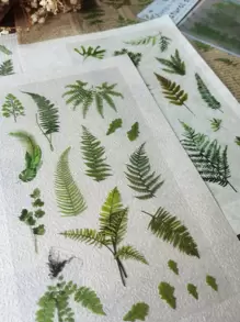 1pack/6pcs Fresh Plant & Leaf Pattern Pet Stickers For Scrapbooking Journal Decoration