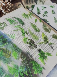 1pack/6pcs Fresh Plant & Leaf Pattern Pet Stickers For Scrapbooking Journal Decoration
