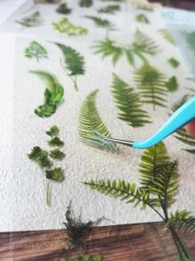 1pack/6pcs Fresh Plant & Leaf Pattern Pet Stickers For Scrapbooking Journal Decoration