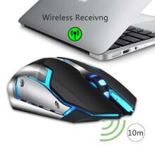 Wireless Gaming Mouse RGB Rechargeable 2.4G USB Cordless Computer Mice With 7 Color Backlit, 6 Buttons & Silent Click For Laptop,Compatible With Ipad, OS, PC, Windows -Black - Black - View 10