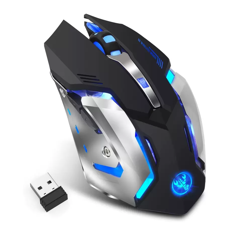 Wireless Gaming Mouse RGB Rechargeable 2.4G USB Cordless Computer Mice With 7 Color Backlit, 6 Buttons & Silent Click For Laptop,Compatible With Ipad, OS, PC, Windows -Black - Black - View 1