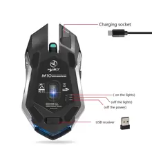 Wireless Gaming Mouse RGB Rechargeable 2.4G USB Cordless Computer Mice With 7 Color Backlit, 6 Buttons & Silent Click For Laptop,Compatible With Ipad, OS, PC, Windows -Black - Black - View 4