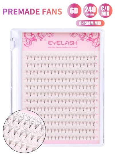Premium Lash Extensions Premade Fans 6D Long/Short Stem 0.07mm Premade Fans Eyelashes Extensions C D Curllash Clusters,Eyelash Clusters,Individual Eyelashes,Lashes,Fake Lashes