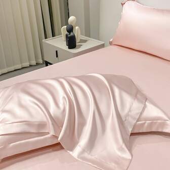 New Arrival Blue Plain Silk Pillowcase Set
