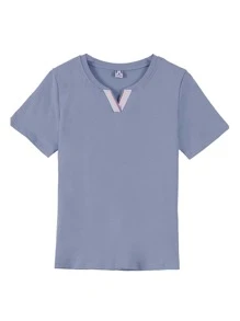 MURAMASA Women's V-Neck Short Sleeve Casual Shirt - 藍色 - 查看 6