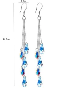 1 Par De Aretes Largos Con Forma De Gota De Agua Elegantes Y De Moda Para Mujer - Unitalla - Ver 4