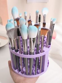 1 pieza Organizador de escritorio de plástico para brochas de maquillaje, bolígrafos, lápices, delineadores de ojos, regalos para mujeres, regalos de Navidad, ideas de regalo para mujeres - Morado - Ver 3