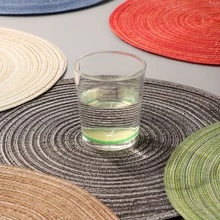 Round Placemats, Set Of 4, Washable, 38cm Multicolor Woven Circle Table Mats For Kitchen - Black - View 5