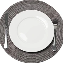 Round Placemats, Set Of 4, Washable, 38cm Multicolor Woven Circle Table Mats For Kitchen - Black - View 6