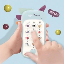1pc Baby Cartoon Simulated Mobile Phone Toy Children Music Early Education Storytelling Machine Bilingual Learning Toy (battery Not Included) Battery Type: 7# - 藍色 - 查看 3