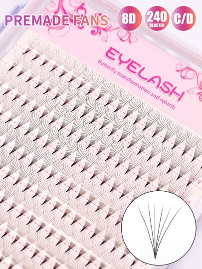 预制睫毛 8D 混合预制俄罗斯卷扇形睫毛延长私人标签供应商睫毛簇，睫毛簇，单根睫毛，睫毛，假睫毛