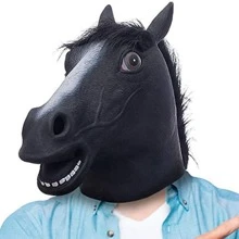 1pc Animal Head Latex Mask Horse Head Halloween Costume Party Cosplay Props, Unisex - Black - View 1