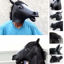 1pc Animal Head Latex Mask Horse Head Halloween Costume Party Cosplay Props, Unisex - Black - View 3