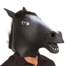 1pc Animal Head Latex Mask Horse Head Halloween Costume Party Cosplay Props, Unisex - Black - View 2