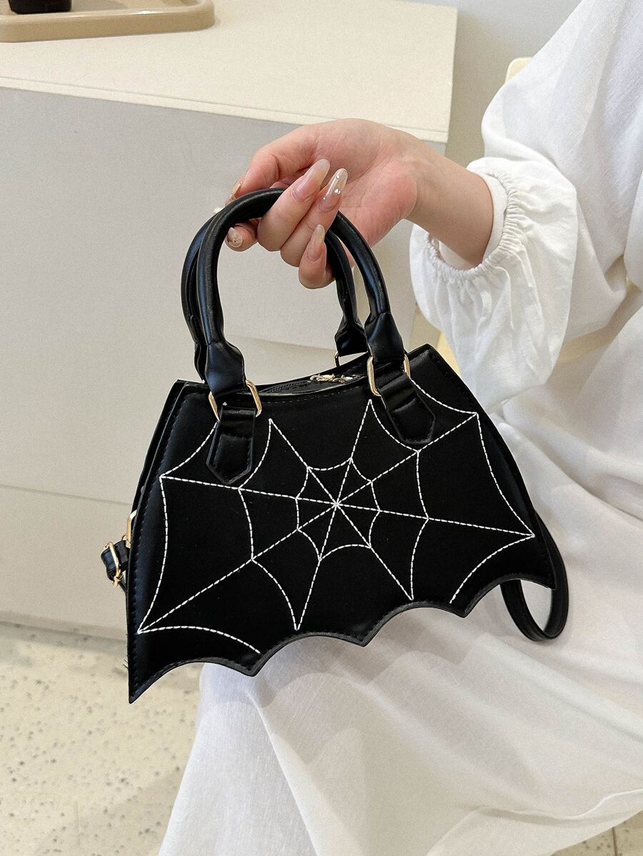 Spider  Design Novelty Bag Bat Wing Shaped Crossbody Bag, Novelty