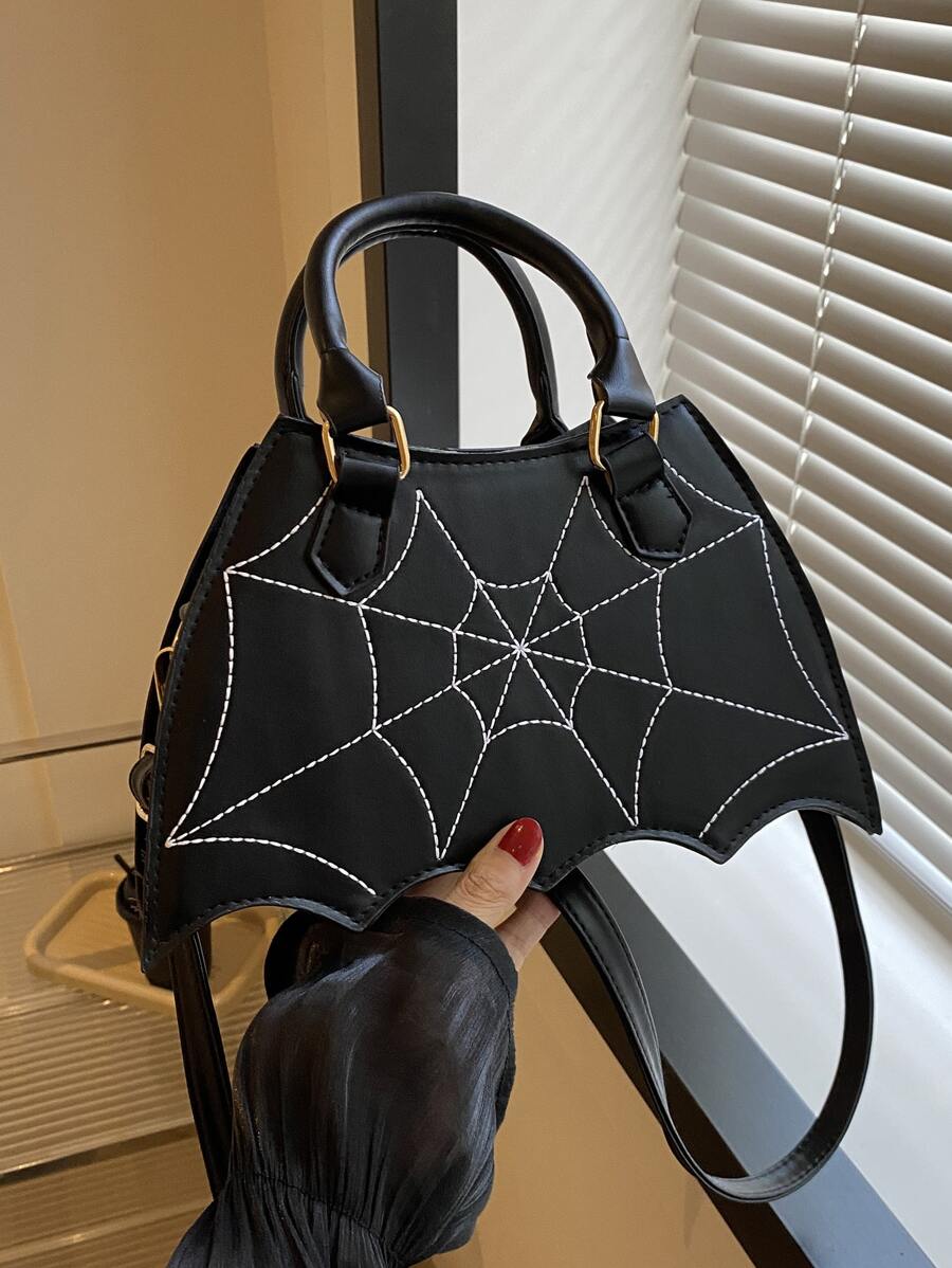 Spider  Design Novelty Bag Bat Wing Shaped Crossbody Bag, Novelty